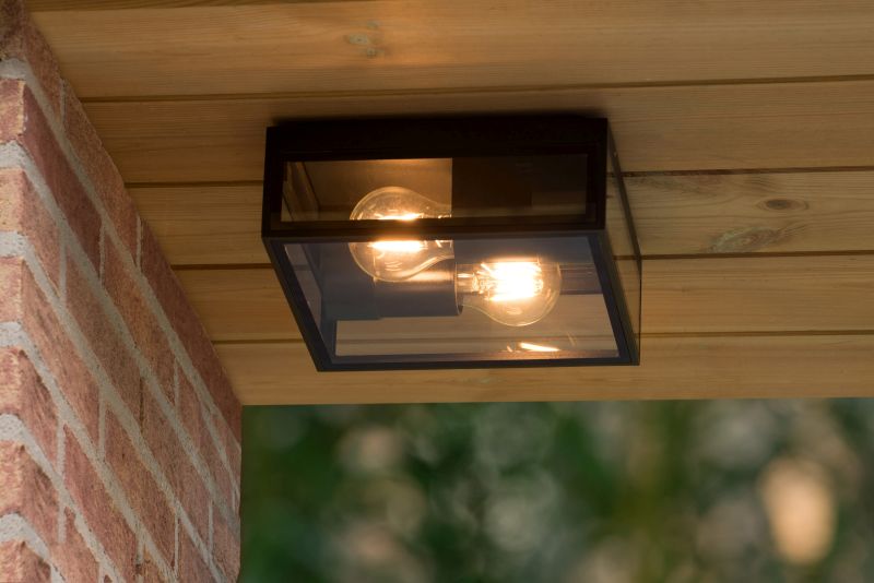 Lucide DUKAN - Zapustené stropné svietidlo Vonkajšie - 2xE27 - IP65 - Čierne